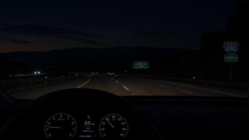 天黑了，在I-280高速漫无目的地开着车，听着音响里播放的曲调舒缓但又略带悲伤的歌曲，看着远处似有似无的山峦和天际线，想到：我们的生命本来没有目的和意义，所谓意义，都是在生命的本色之上自己添加上去的